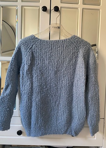 Bebe mavisi Örgü Kadın Triko Kazak - Görsel 3