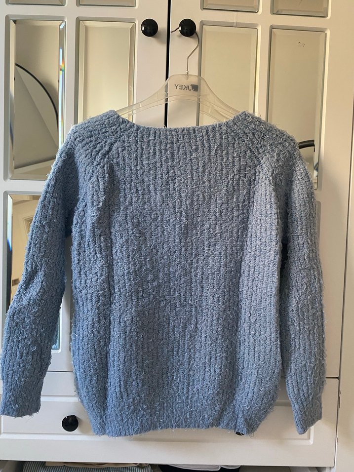 Bebe mavisi Örgü Kadın Triko Kazak - Görsel 3