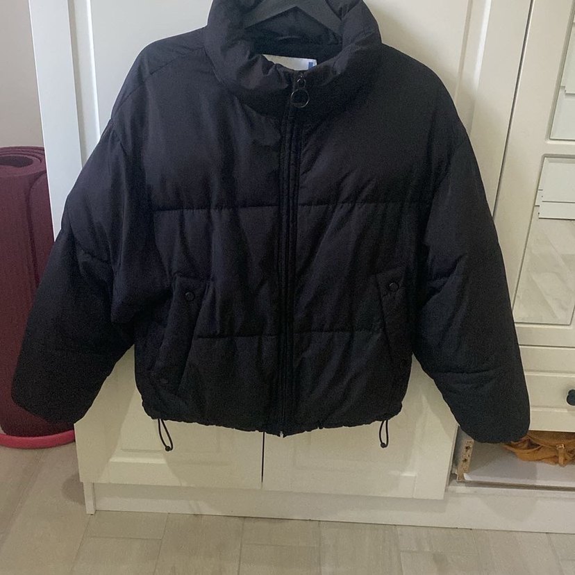 Düğmeli Siyah Kadın Kışlık Mont - Görsel 3