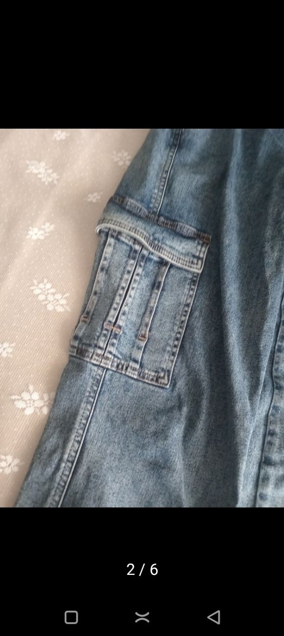 Geniş Kesim Kemerli Midi Kot Pantolon - Görsel 2