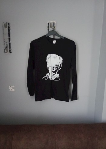 Kızlar için Siyah Uzun Kollu Goth Tişört - Görsel 2