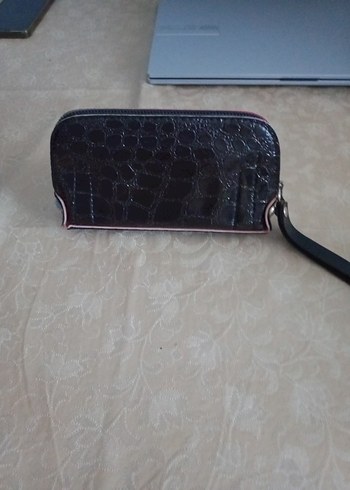 Koyu Siyah Deri Yılan Desenli Kadın Cüzdanı - Görsel 2