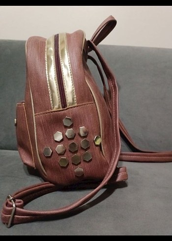 Bordo Deri Kadın Sırt Çantası - Görsel 3