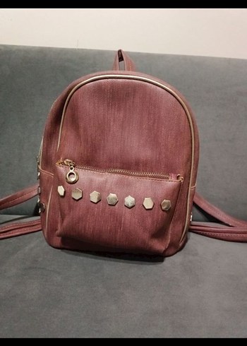 Bordo Deri Kadın Sırt Çantası - Görsel 5