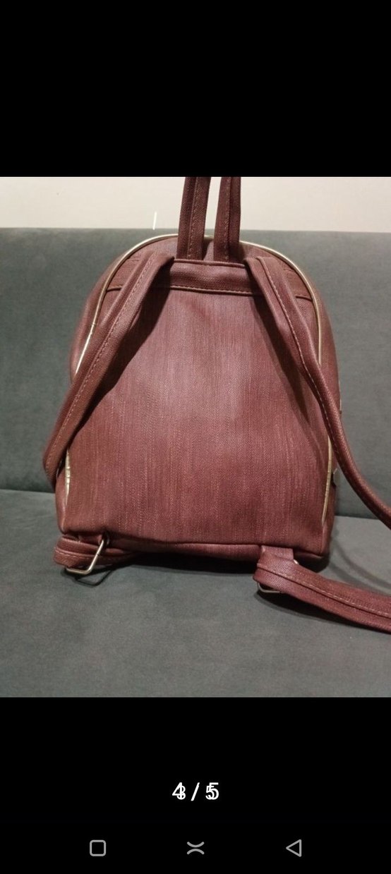 Bordo Deri Kadın Sırt Çantası - Görsel 2