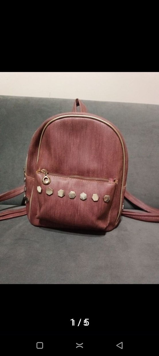 Bordo Deri Kadın Sırt Çantası - Görsel 5