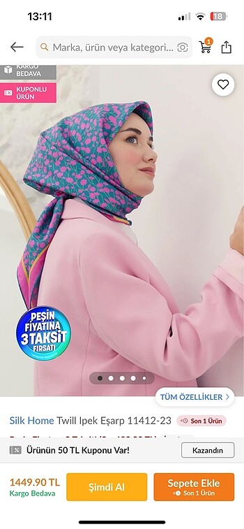 Silkhome 0 ipek eşarp