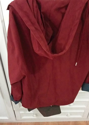 Bordo Düğmeli Midi Kadın Ceket - Görsel 2