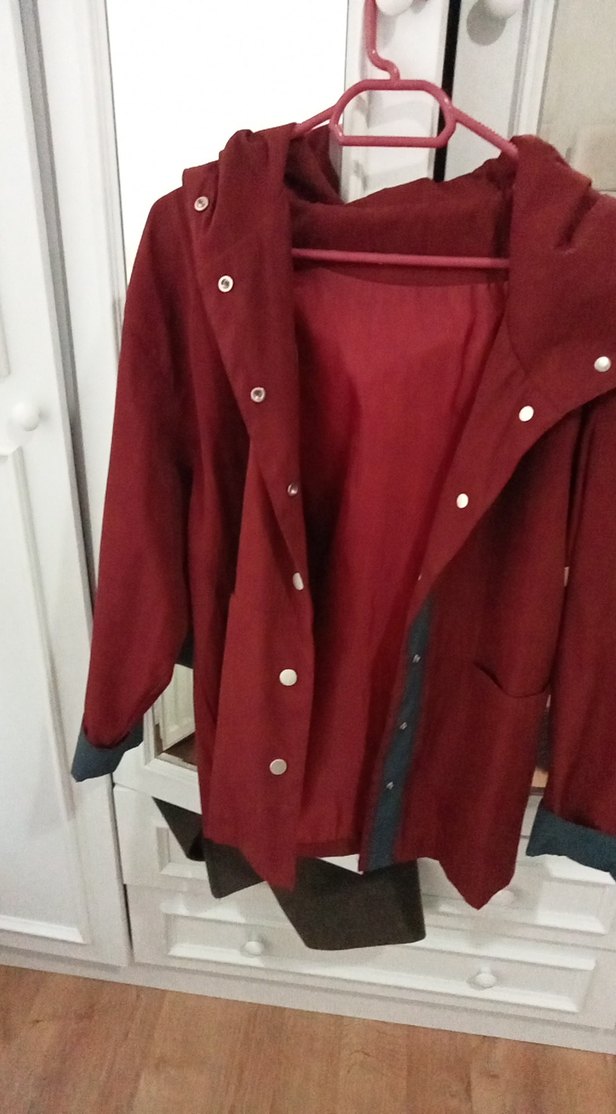 Bordo Düğmeli Midi Kadın Ceket - Görsel 4
