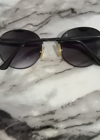 Siyah Retro Yuvarlak Kadın Güneş Gözlüğü - Görsel 2
