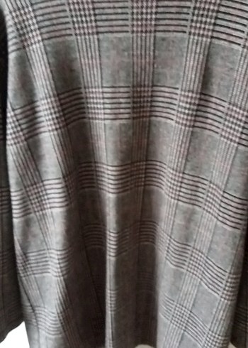 Gri Ekoseli Kadın ceket hırka mevsimlik - Görsel 3