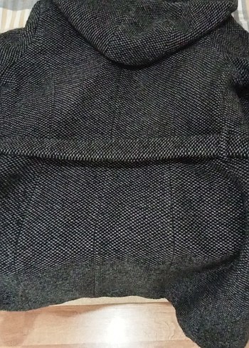 Düğmeli Gri Kadın Yün Kaban - Görsel 2