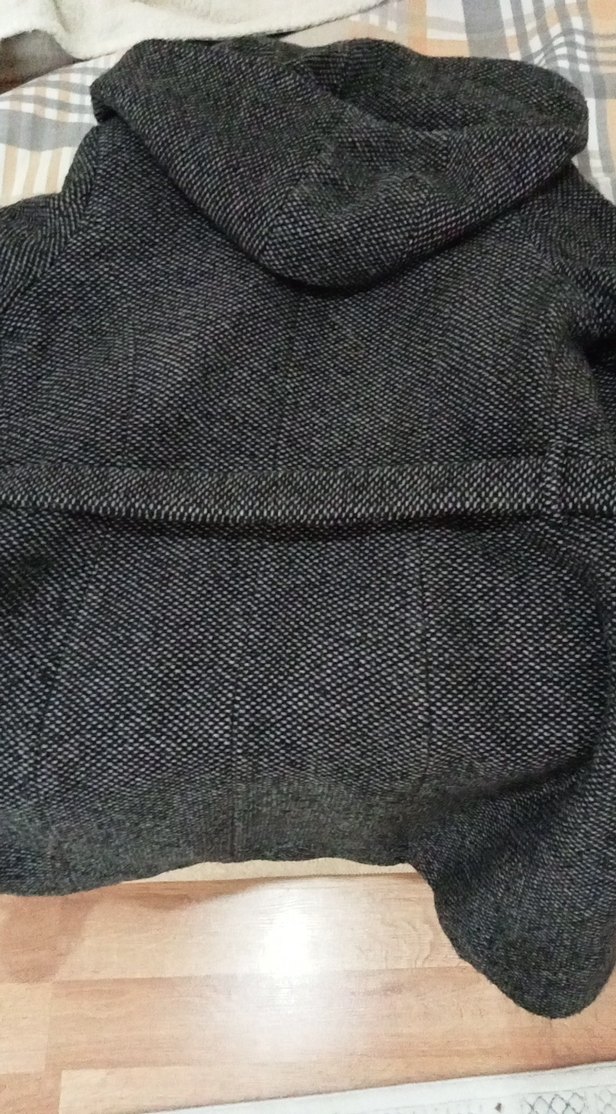 Düğmeli Gri Kadın Yün Kaban - Görsel 2