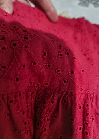 Kız Çocuk Kırmızı Askılı Elbise - Görsel 3