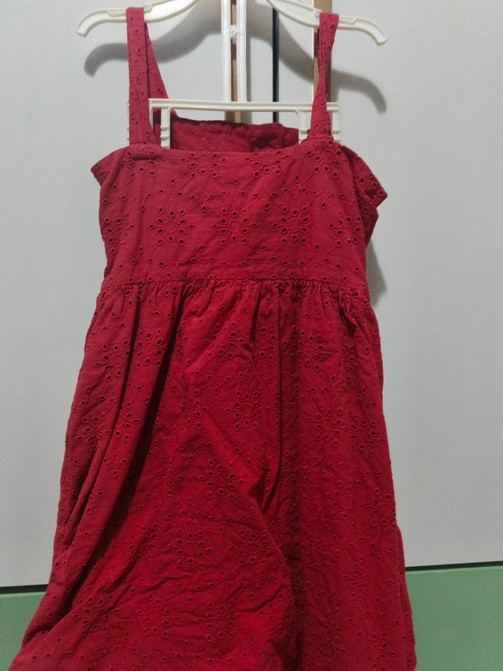 Kız Çocuk Kırmızı Askılı Elbise - Görsel 2