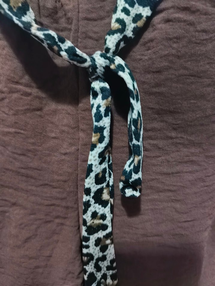 Kahverengi Kemerli Mini Keten Şort - Görsel 3