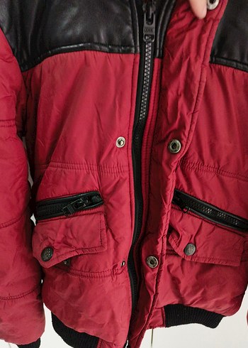 Kürk Detaylı bordo çocuk Mont - Görsel 3