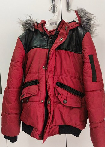 Kürk Detaylı bordo çocuk Mont - Görsel 2