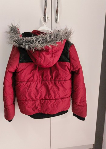 Kürk Detaylı bordo çocuk Mont - Görsel 6