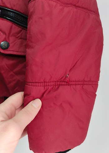 Kürk Detaylı bordo çocuk Mont - Görsel 8