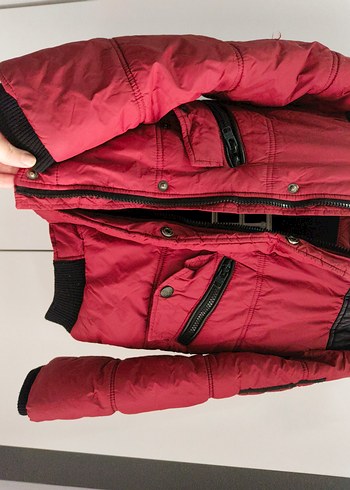 Kürk Detaylı bordo çocuk Mont - Görsel 7