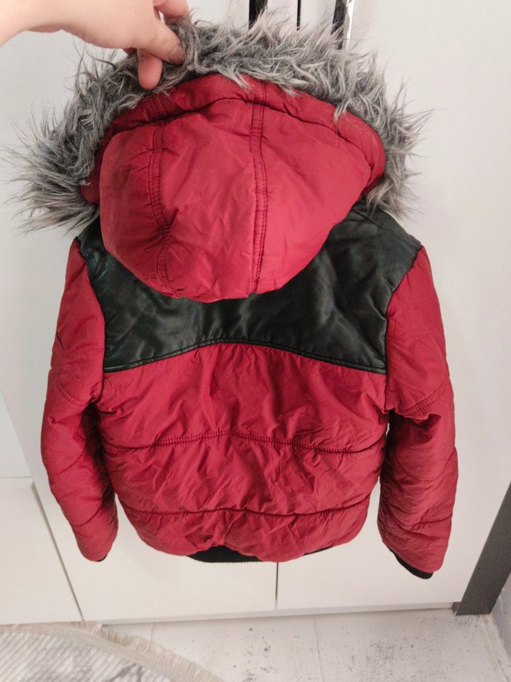 Kürk Detaylı bordo çocuk Mont - Görsel 5