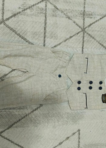 Bej Çocuk Takım Elbise Düğmeli Bohem Tarz - Görsel 2