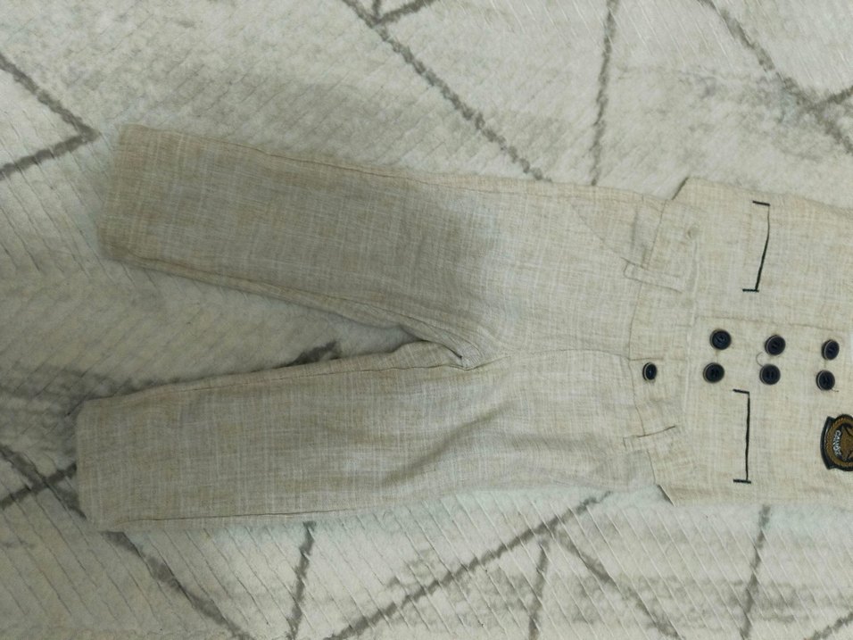 Bej Çocuk Takım Elbise Düğmeli Bohem Tarz - Görsel 4