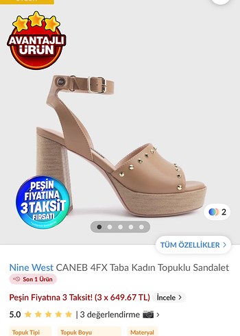 Nine West Nine West Bej Deri Kadın Dolgu Topuklu Sandalet