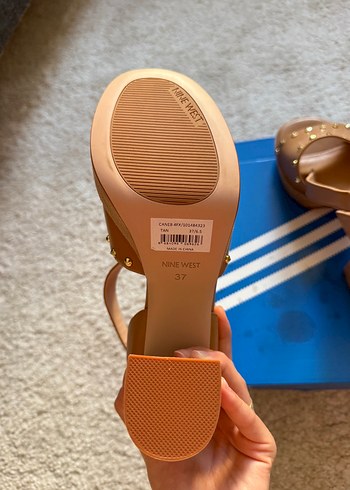 37 Beden camel Renk Nine West Bej Deri Kadın Dolgu Topuklu Sandalet