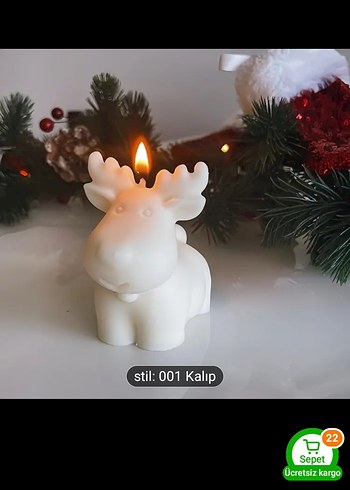 Zara Home Beyaz Geyik Şeklinde Mum Yılbaşı