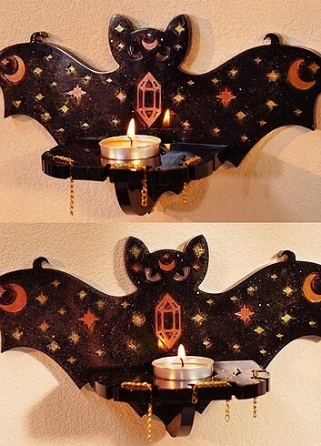 Gotik Yarasa Tealight Mumluk 