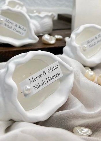 Beyaz Deniz Kabuğu Şeklinde Mum Nişan Hediyelik - Görsel 2
