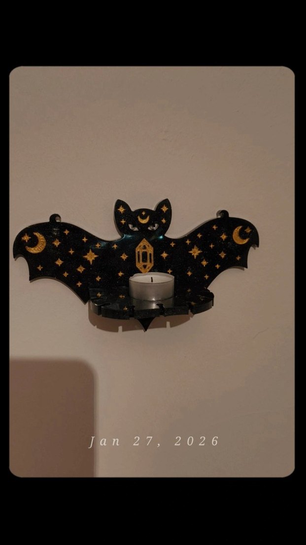 Epoksi Yarasa Tealight Mumluk - Görsel 2