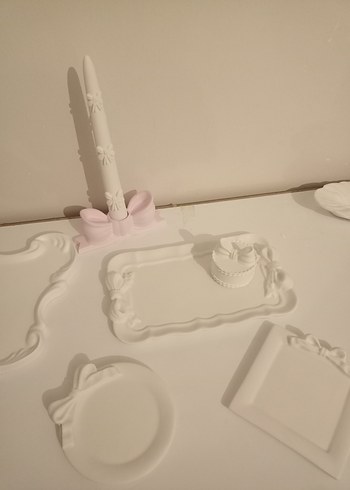 Beden Pinterest Coquette Tarzı Fiyonk Takı Tabağı Mum Set