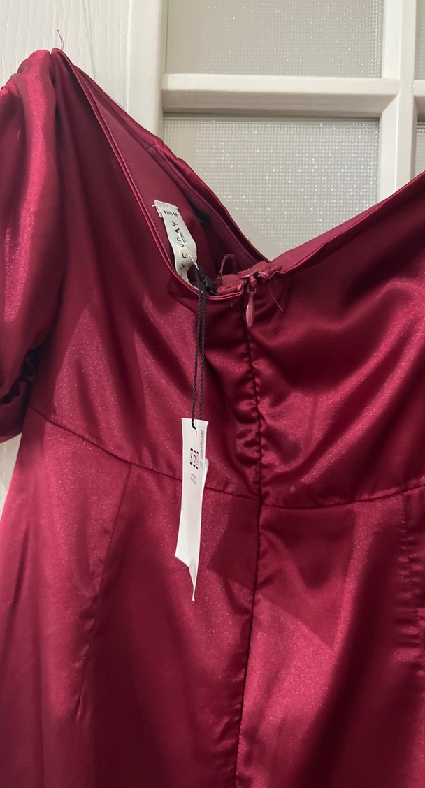 Bordo Drapeli Uzun Abiye Elbise - Görsel 5