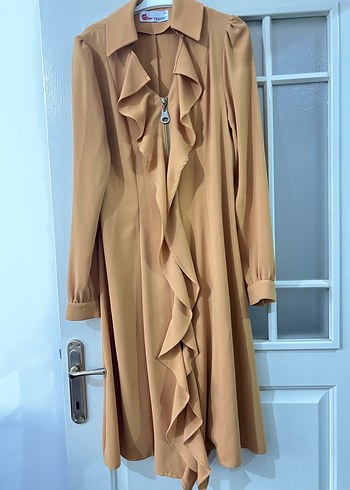 Uzun Kesim hardal rengi Kadın gömlek - Görsel 4