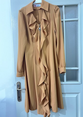 Uzun Kesim hardal rengi Kadın gömlek - Görsel 5