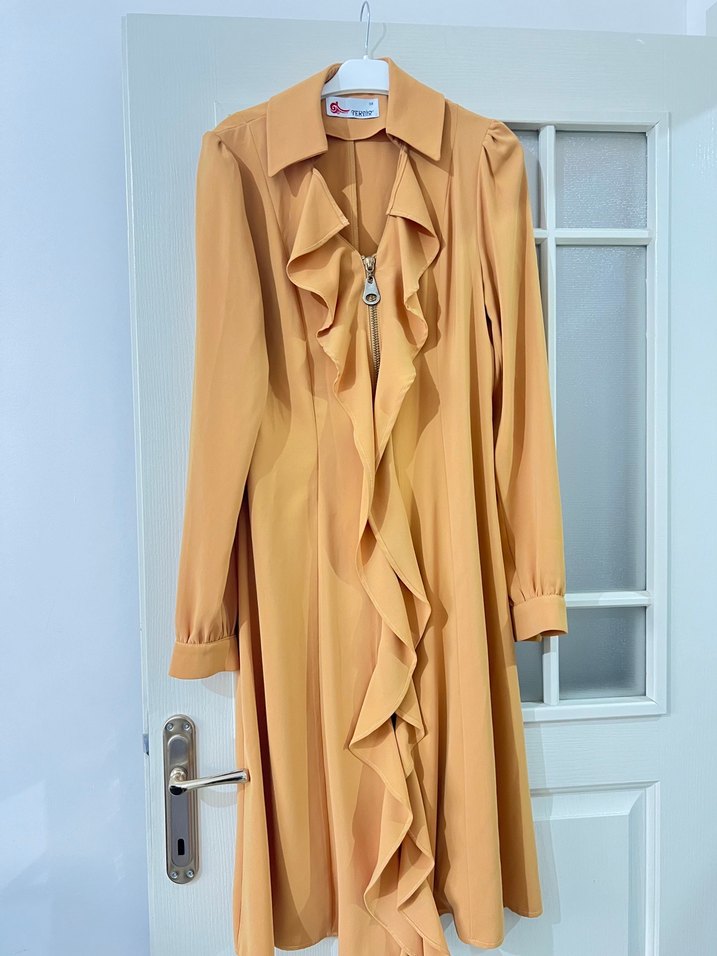 Uzun Kesim hardal rengi Kadın gömlek - Görsel 3