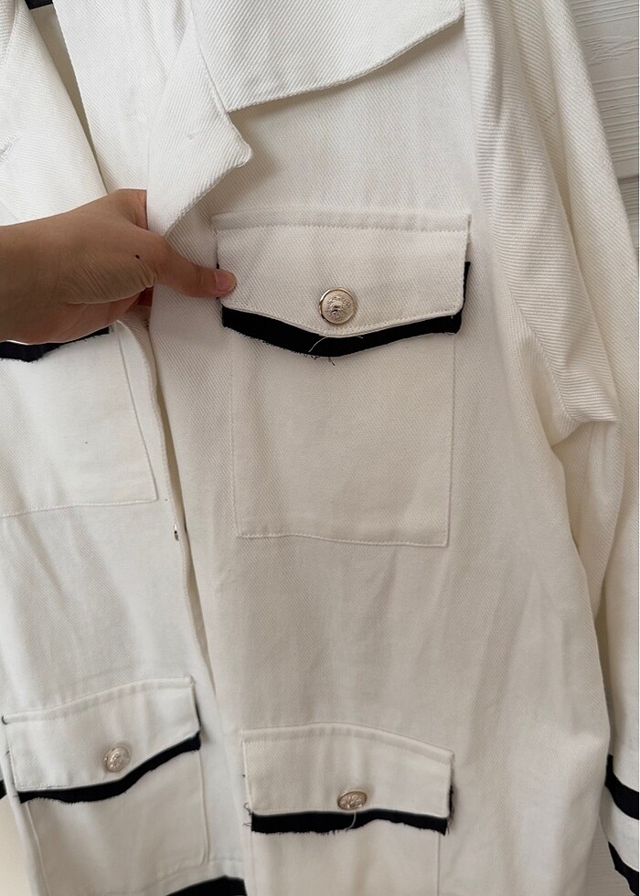 Beyaz jean ceket - Görsel 4