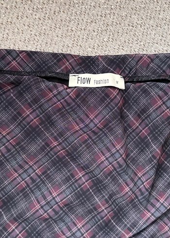 Bordo Ekose Desenli Uzun Drapeli Etek - Görsel 4