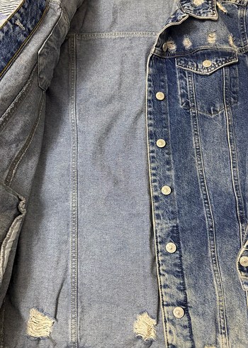 Vintage uzun kot ceket - Görsel 4