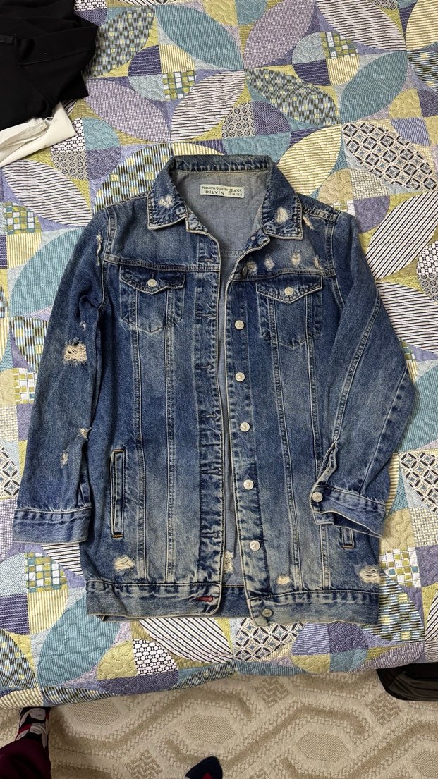 Vintage uzun kot ceket - Görsel 2