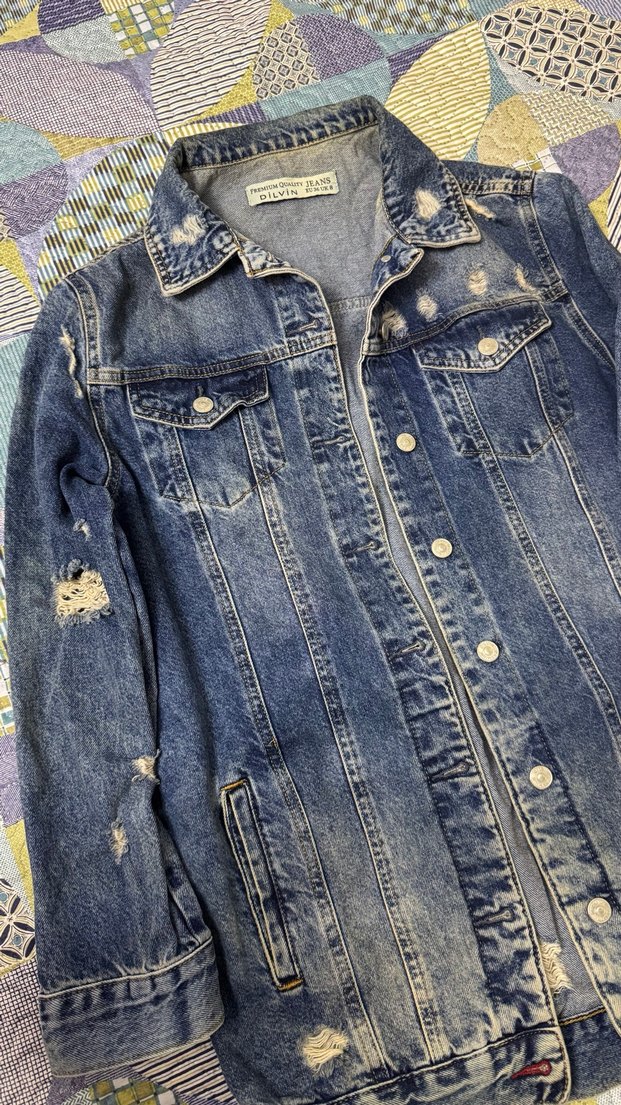 Vintage uzun kot ceket - Görsel 3