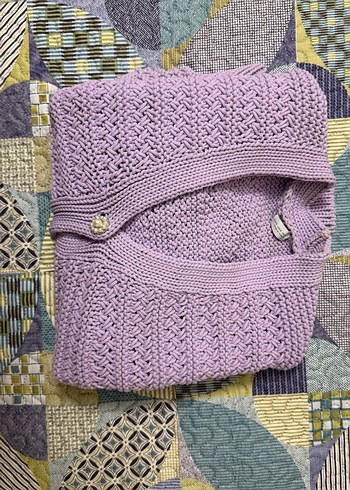 Mor Nakışlı Bohem Kadın Hırka - Görsel 2