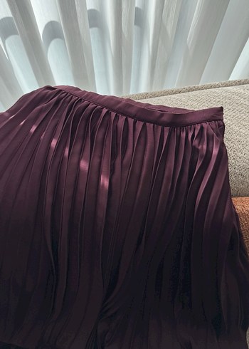 Bordo Pilili Uzun Abiye Etek - Görsel 4