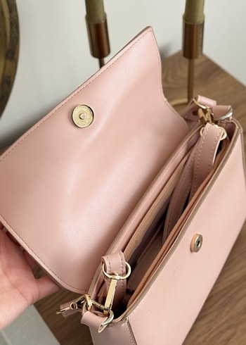 Modern Klasik Pembe Deri Kadın Çanta - Görsel 4