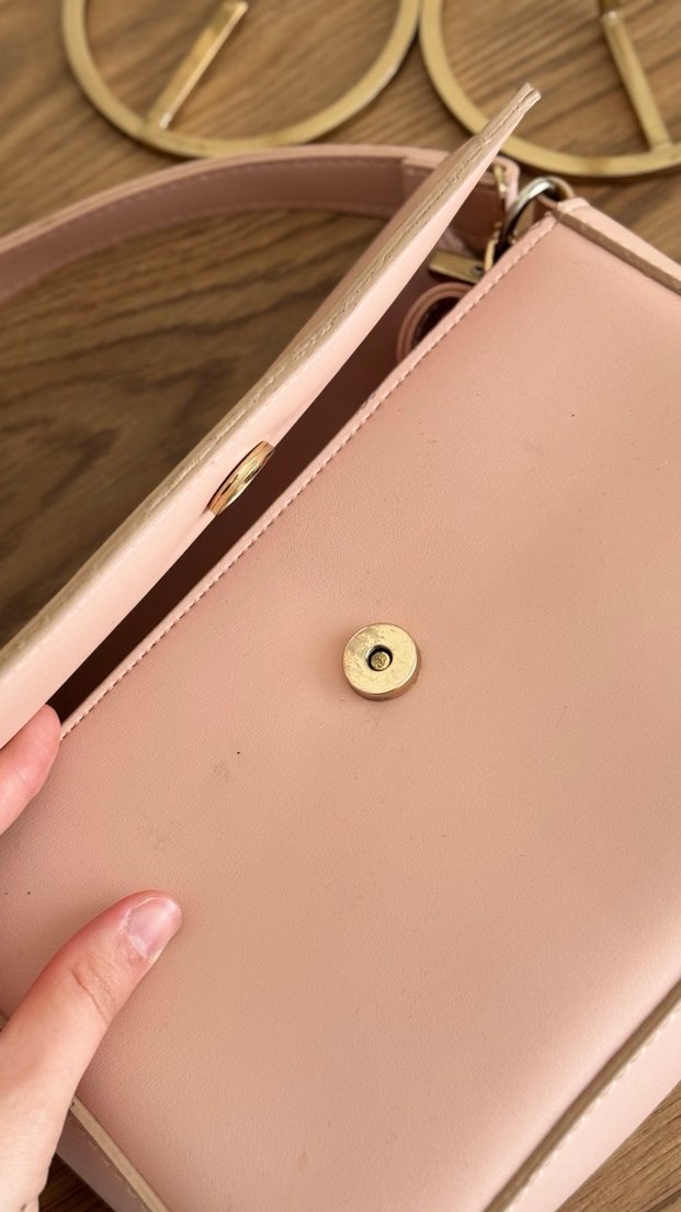 Modern Klasik Pembe Deri Kadın Çanta - Görsel 3