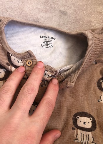 Uzun Kollu, Düğmeli Kahverengi Bebek Body - Görsel 4