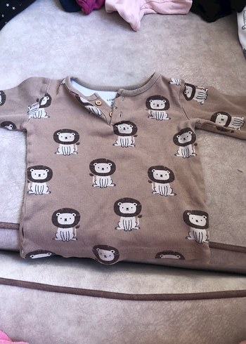 Uzun Kollu, Düğmeli Kahverengi Bebek Body - Görsel 2